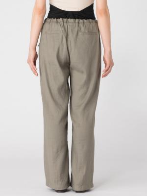 マタニティ パンツ|【産前産後対応】麻混タックストレートパンツ【出産後も長く使える】