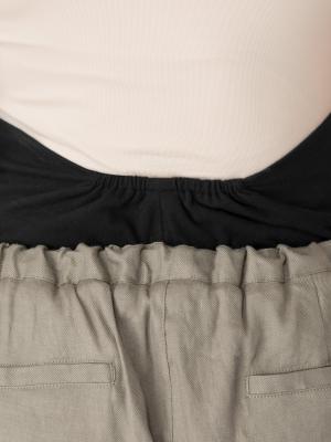 マタニティ パンツ|【産前産後対応】麻混タックストレートパンツ【出産後も長く使える】