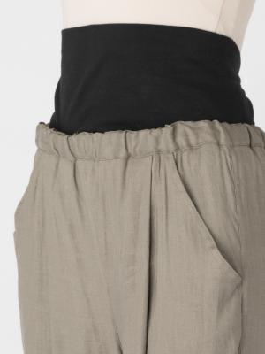 マタニティ パンツ|【産前産後対応】麻混タックストレートパンツ【出産後も長く使える】