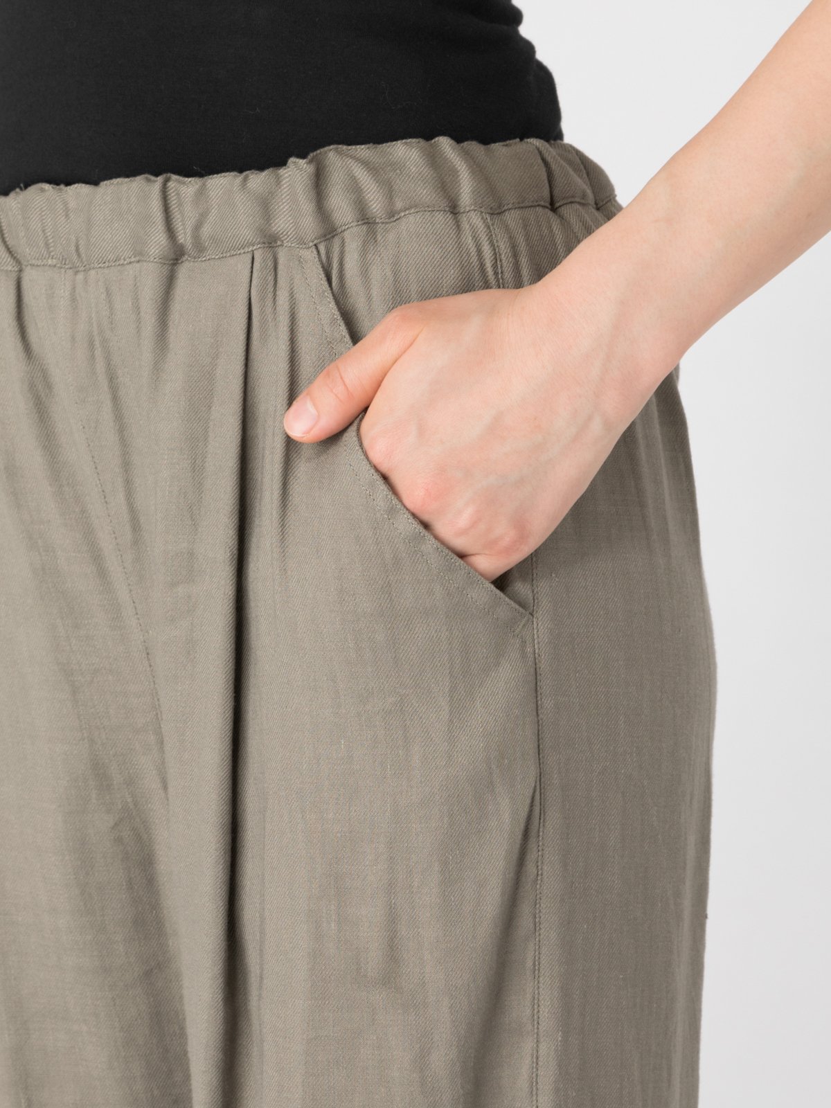 マタニティ パンツ|【産前産後対応】麻混タックストレートパンツ【出産後も長く使える】