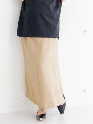 マタニティ スカート|【産前産後対応】麻混タイトスカート【出産後も長く使える】|ベージュ