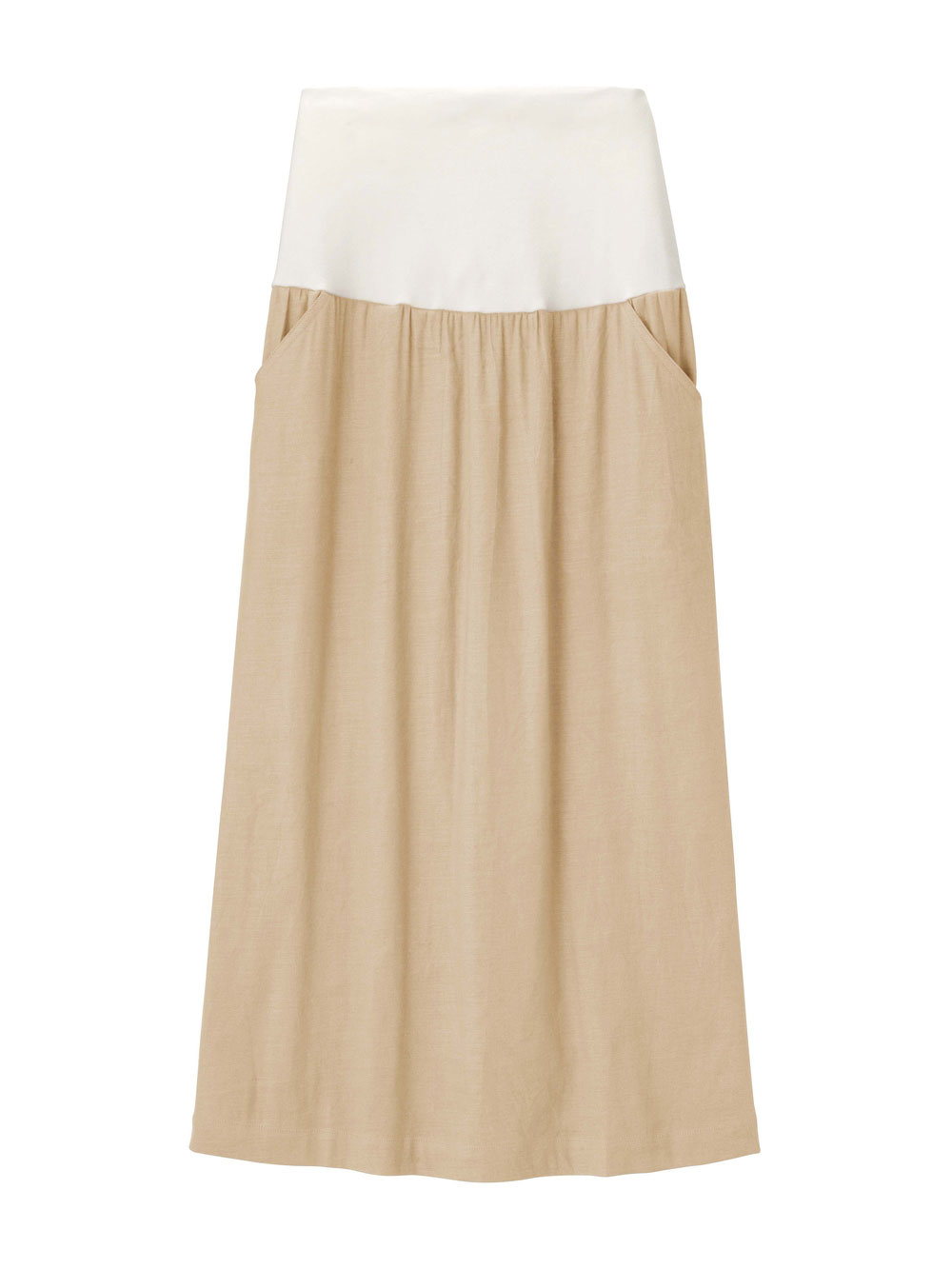 マタニティ スカート|【産前産後対応】麻混タイトスカート【出産後も長く使える】|ベージュ