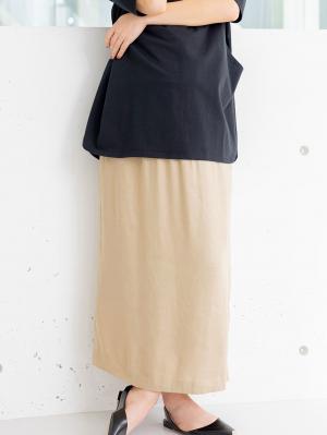 マタニティ スカート|【産前産後対応】麻混タイトスカート【出産後も長く使える】|ベージュ