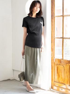 マタニティ スカート|【産前産後対応】麻混タイトスカート【出産後も長く使える】|カーキ