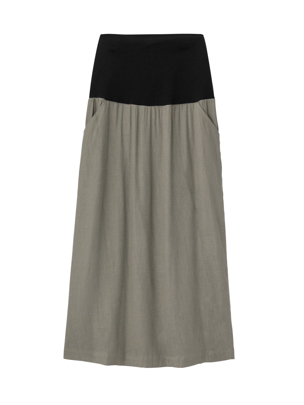 マタニティ スカート|【産前産後対応】麻混タイトスカート【出産後も長く使える】|カーキ