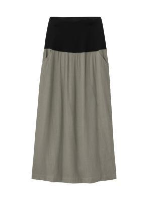 マタニティ スカート|【産前産後対応】麻混タイトスカート【出産後も長く使える】|カーキ