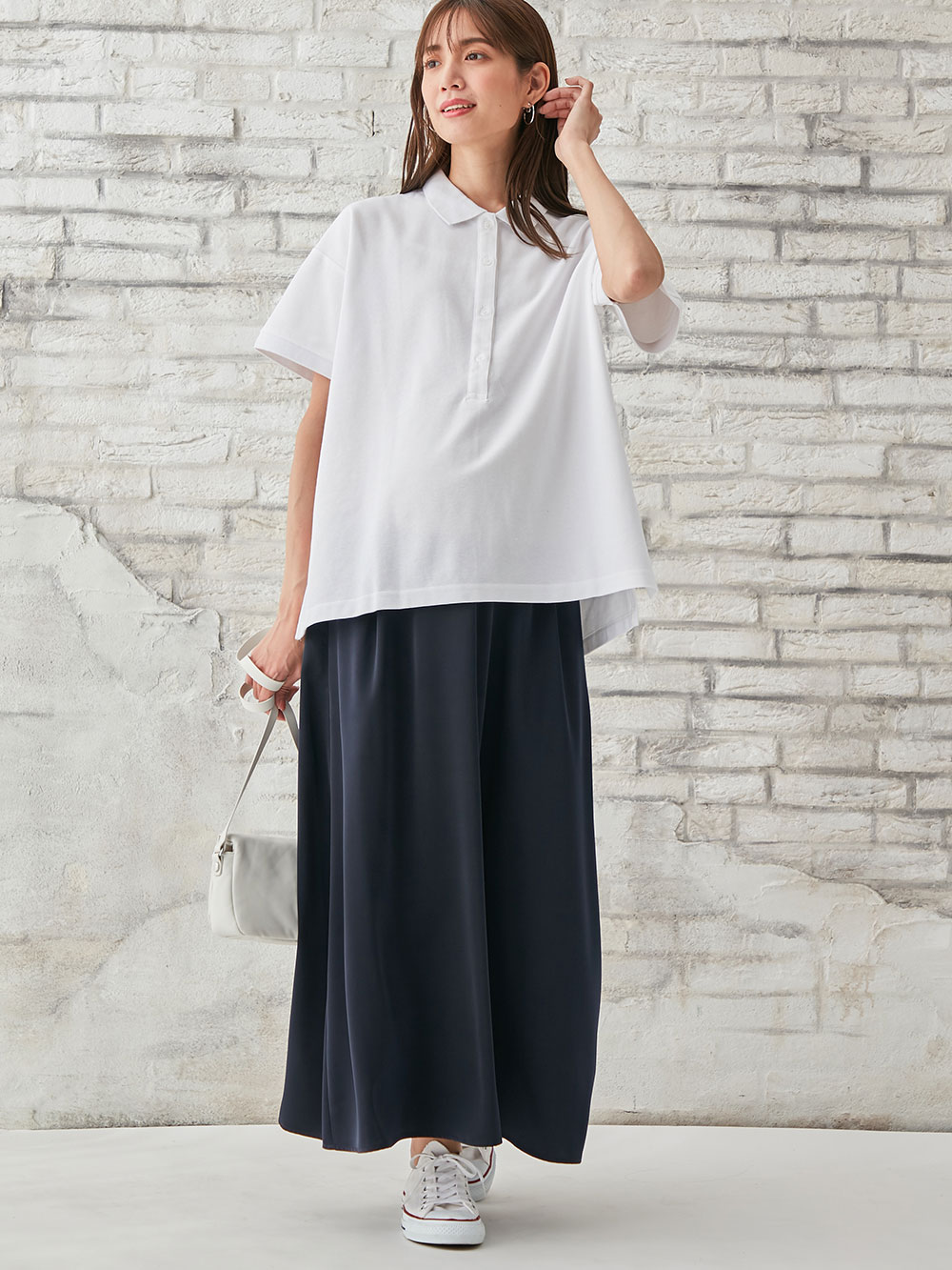 マタニティ トップス 授乳トップス 授乳しやすい オーバーサイズポロ マタニティウェア 授乳服通販 エンジェリーベ 公式