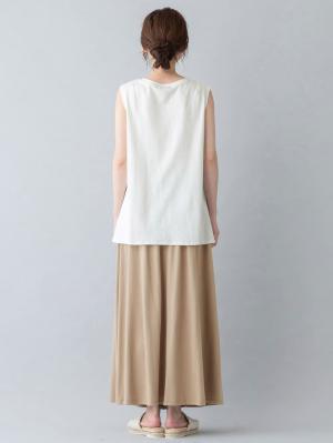 マタニティ ワンピース|【セット】カットソースリーブレストップス&ギャザーマキシスカート マタニティ・授乳服【出産後も長く使える】