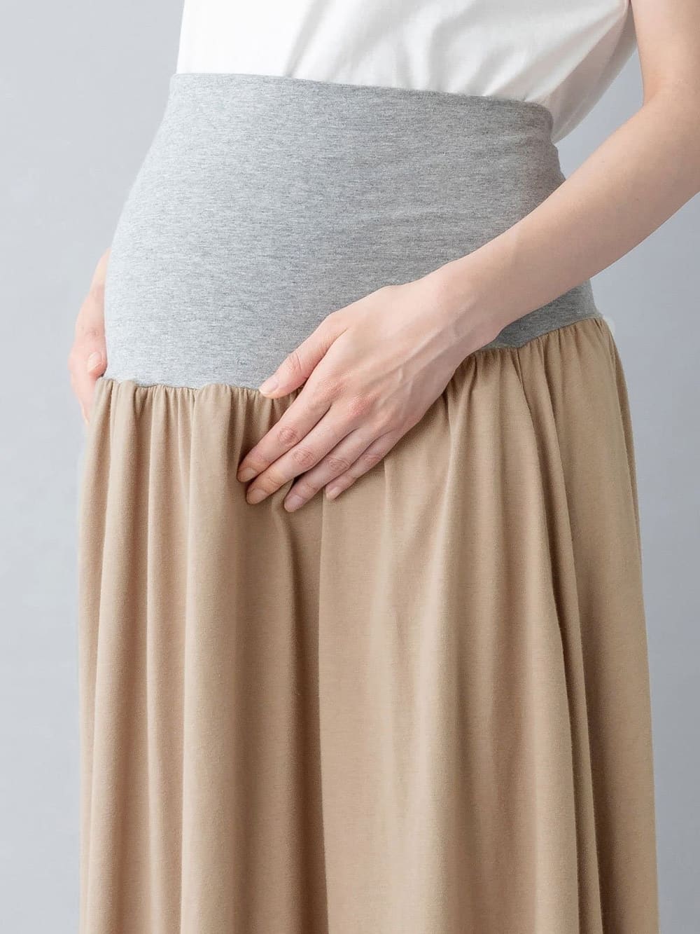 マタニティ ワンピース|【セット】カットソースリーブレストップス&ギャザーマキシスカート マタニティ・授乳服【出産後も長く使える】