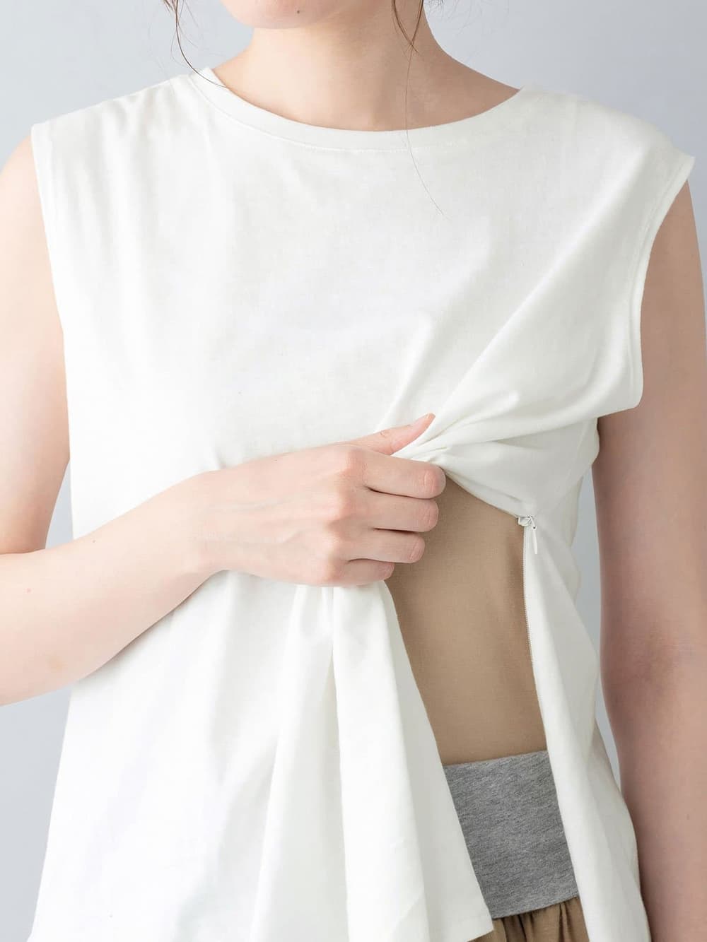 マタニティ ワンピース|【セット】カットソースリーブレストップス&ギャザーマキシスカート マタニティ・授乳服【出産後も長く使える】