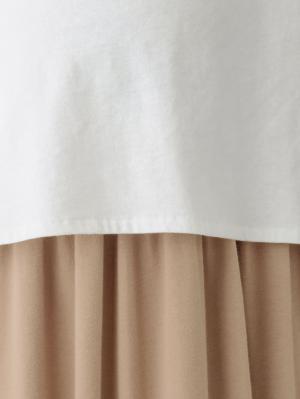 マタニティ ワンピース|【セット】カットソースリーブレストップス&ギャザーマキシスカート マタニティ・授乳服【出産後も長く使える】