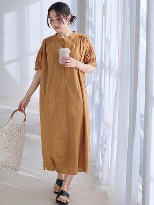 コットンローンシアーロングワンピース　マタニティ・授乳服【出産後も長く使える】29724