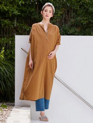 マタニティ ワンピース|コットンローンシアーロングワンピース　マタニティ・授乳服【出産後も長く使える】|ベージュ