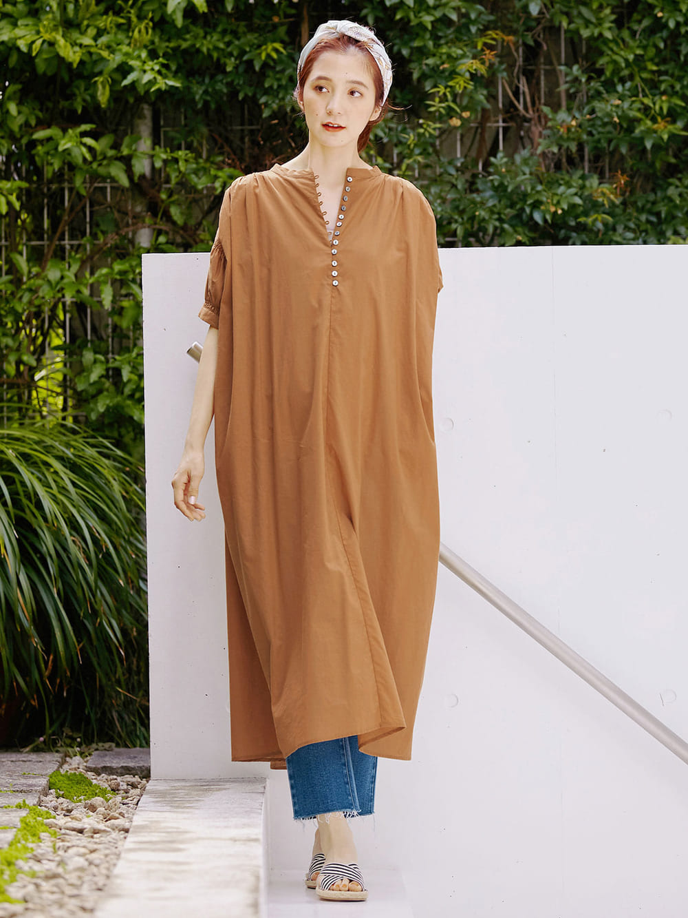 マタニティ ワンピース|コットンローンシアーロングワンピース　マタニティ・授乳服【出産後も長く使える】|ベージュ