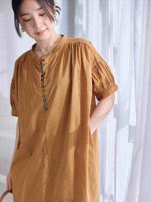 マタニティ ワンピース|コットンローンシアーロングワンピース　マタニティ・授乳服【出産後も長く使える】|ベージュ