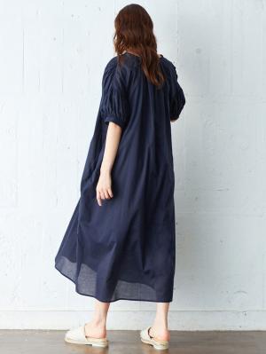 マタニティ ワンピース|コットンローンシアーロングワンピース　マタニティ・授乳服【出産後も長く使える】|ネイビー