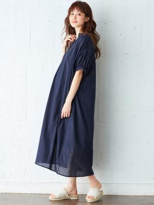 マタニティ ワンピース|コットンローンシアーロングワンピース　マタニティ・授乳服【出産後も長く使える】|ネイビー