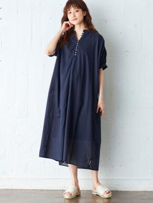 コットンローンシアーロングワンピース　マタニティ・授乳服【出産後も長く使える】29724