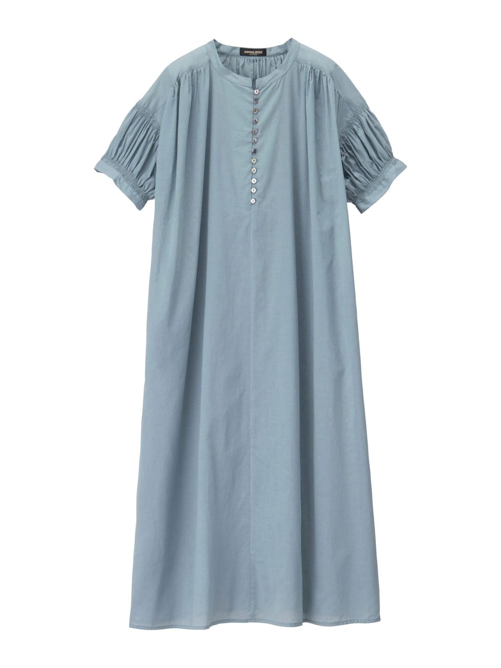 マタニティ ワンピース|コットンローンシアーロングワンピース　マタニティ・授乳服【出産後も長く使える】|サックス