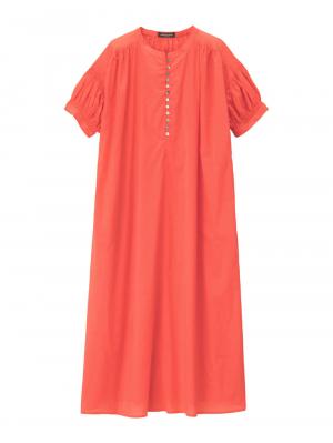 マタニティ ワンピース|コットンローンシアーロングワンピース　マタニティ・授乳服【出産後も長く使える】|コーラルオレンジ