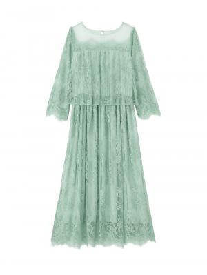 スカラップレース切替ワンピース　マタニティ・授乳服【出産後も長く使える】29736