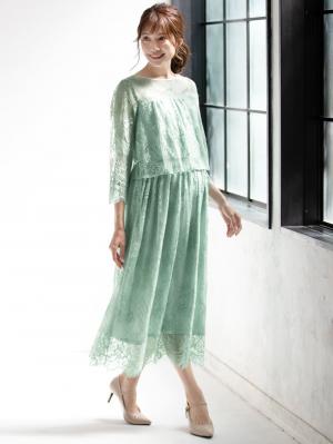 マタニティ ワンピース|スカラップレース切替ワンピース　マタニティ・授乳服【出産後も長く使える】|ミント