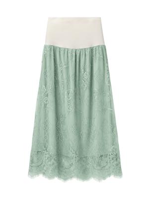 マタニティ スカート|【産前産後】スカラップレースセミタイトスカート【出産後も長く使える】|ミント