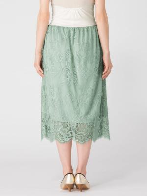 マタニティ スカート|【産前産後】スカラップレースセミタイトスカート【出産後も長く使える】