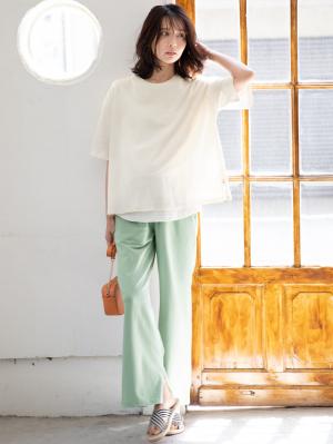 マタニティ トップス|USAコットンドロップショルダーTシャツ マタニティ・授乳服【出産後も長く使える】|オフ(無地)