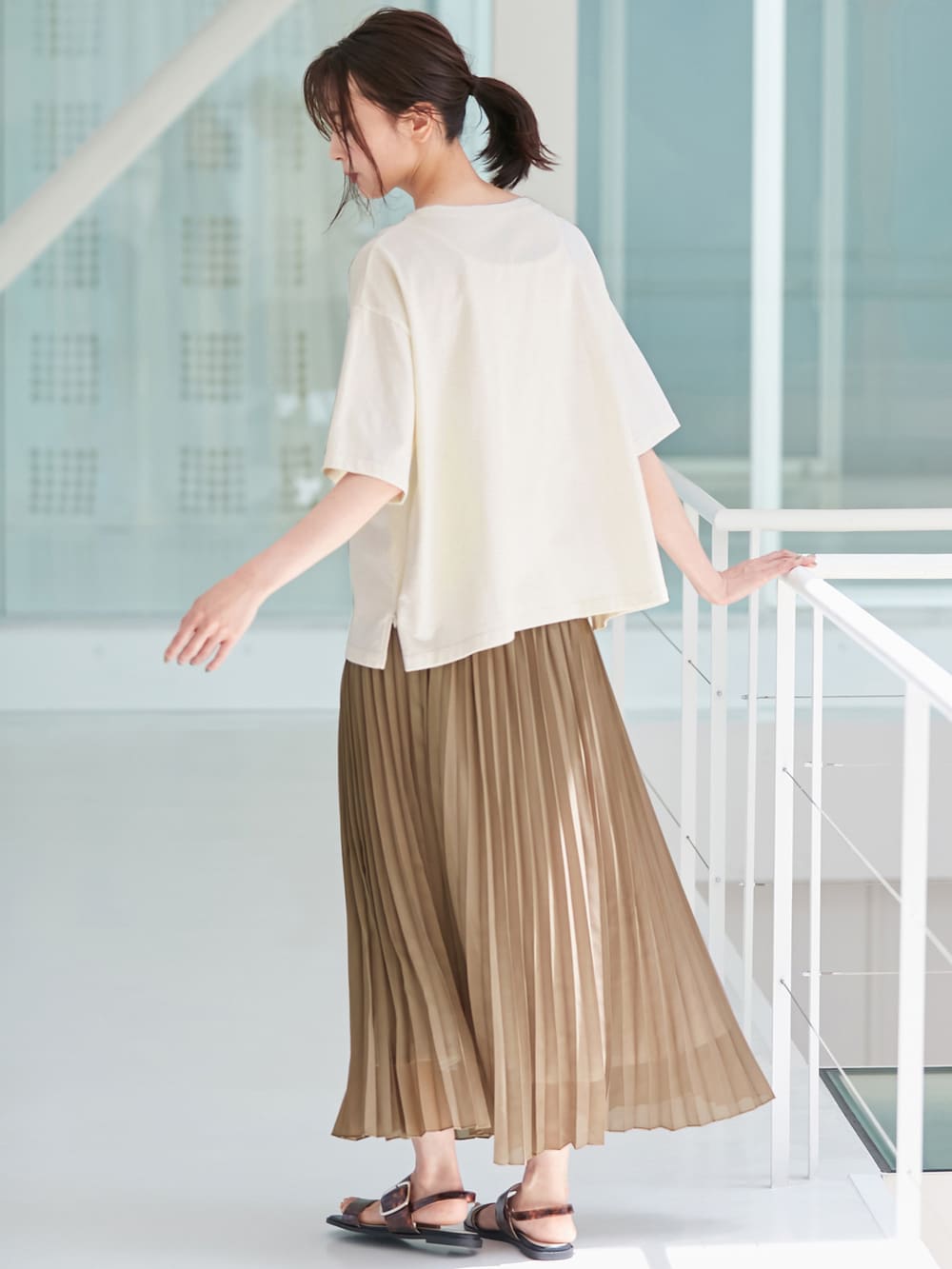 マタニティ トップス|USAコットンドロップショルダーTシャツ マタニティ・授乳服【出産後も長く使える】|オフ(無地)