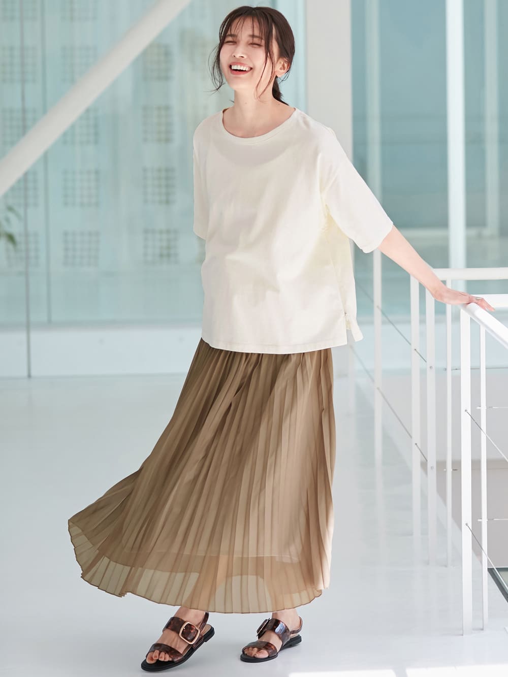 マタニティ トップス|USAコットンドロップショルダーTシャツ マタニティ・授乳服【出産後も長く使える】|オフ(無地)