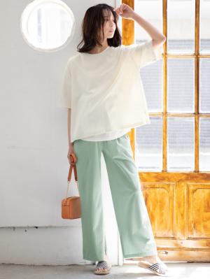 マタニティ トップス|USAコットンドロップショルダーTシャツ マタニティ・授乳服【出産後も長く使える】|オフ(無地)