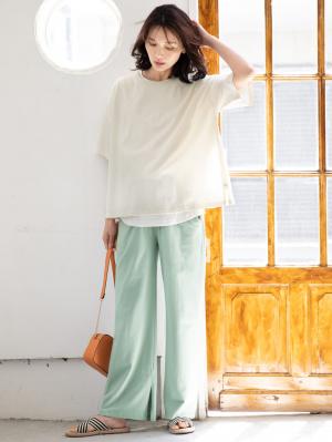 マタニティ トップス|USAコットンドロップショルダーTシャツ マタニティ・授乳服【出産後も長く使える】|オフ(無地)