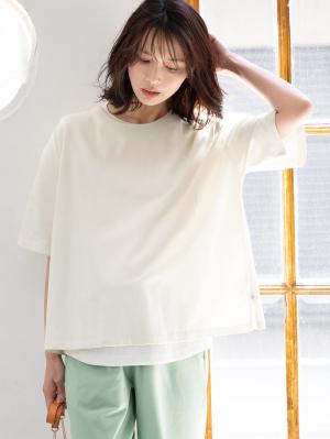 マタニティ トップス|USAコットンドロップショルダーTシャツ マタニティ・授乳服【出産後も長く使える】|オフ(無地)