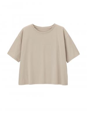 マタニティ トップス|USAコットンドロップショルダーTシャツ マタニティ・授乳服【出産後も長く使える】|グレージュ(無地)