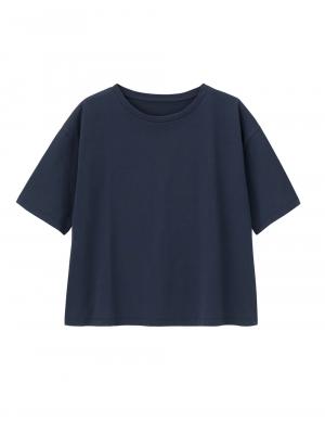 マタニティ トップス|USAコットンドロップショルダーTシャツ マタニティ・授乳服【出産後も長く使える】|ネイビー(無地)