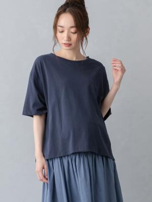 マタニティ トップス|USAコットンドロップショルダーTシャツ マタニティ・授乳服【出産後も長く使える】|ネイビー(無地)