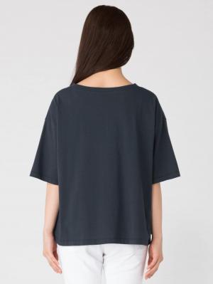 マタニティ トップス|USAコットンドロップショルダーTシャツ マタニティ・授乳服【出産後も長く使える】|ネイビー(ロゴ)