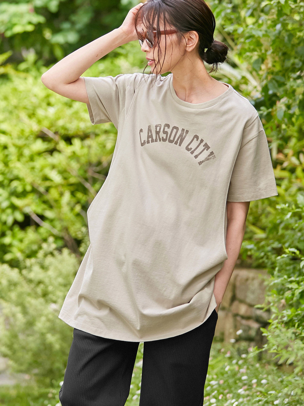 マタニティ トップス 授乳トップス 授乳口付 親子コーデ可 Usaコットンチュニックtシャツ マタニティウェア 授乳服通販 エンジェリーベ 公式