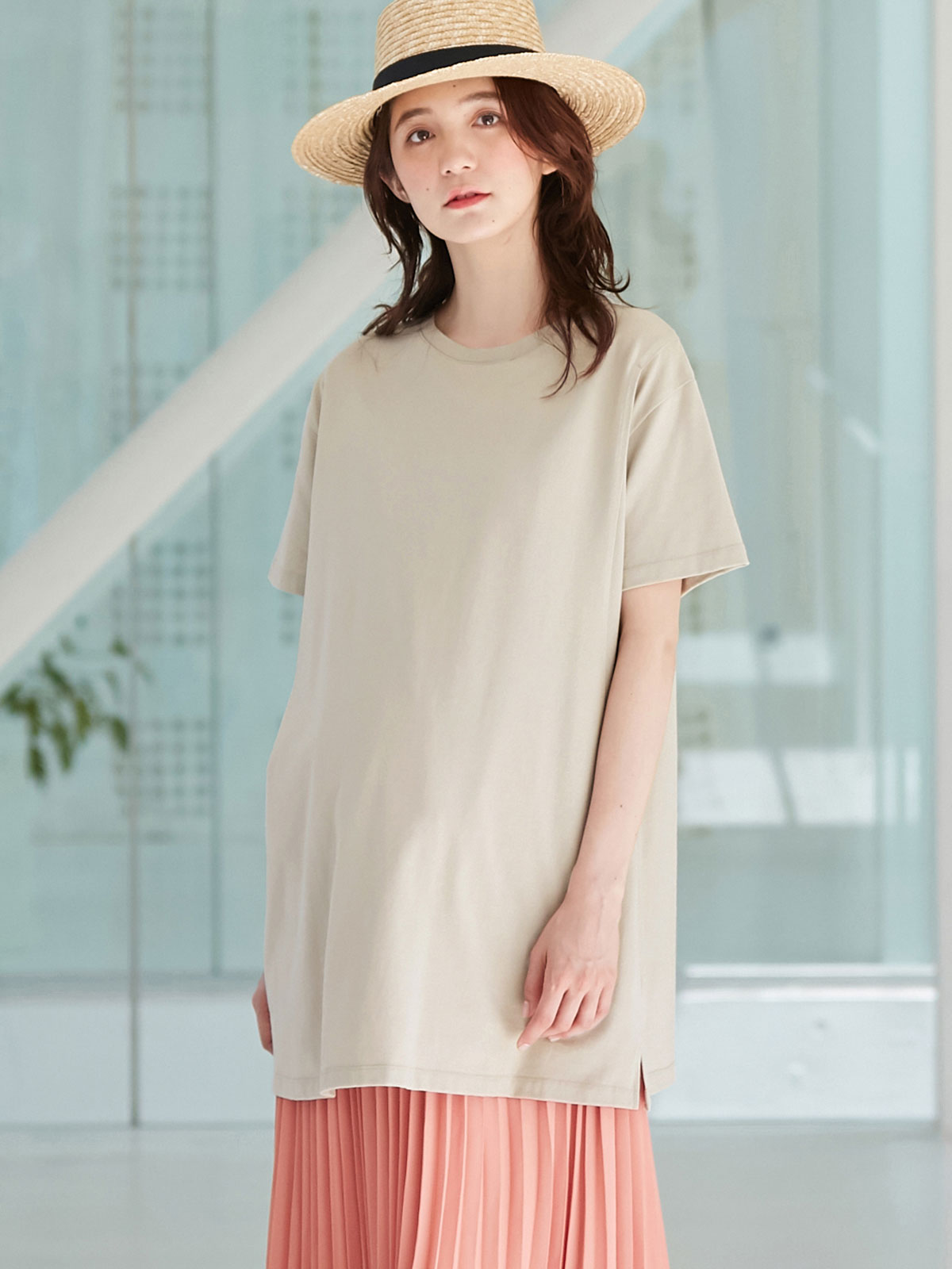 マタニティ トップス 授乳トップス 授乳口付 親子コーデ可 Usaコットンチュニックtシャツ マタニティウェア 授乳服通販 エンジェリーベ 公式