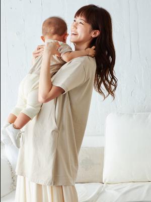 マタニティ トップス|USAコットンチュニックTシャツ　マタニティ・授乳服【出産後も長く使える】