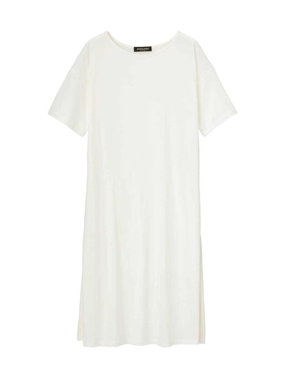 マタニティ ワンピース|【セット】スリットＴシャツロングワンピ＆産後使えるレオパードマキシスカート　マタニティ・授乳服【出産後も長く使える】|オフ×ブラウン