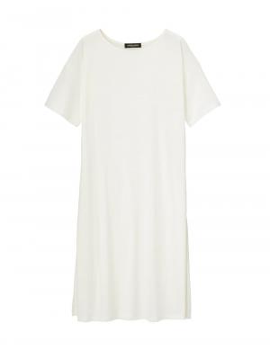 マタニティ ワンピース|【セット】スリットＴシャツロングワンピ＆産後使えるレオパードマキシスカート　マタニティ・授乳服【出産後も長く使える】|オフ×ブラウン