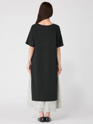 マタニティ ワンピース|【セット】スリットＴシャツロングワンピ＆産後使えるレオパードマキシスカート　マタニティ・授乳服【出産後も長く使える】