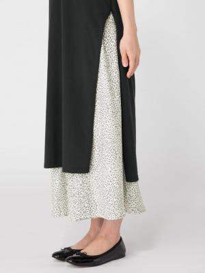 マタニティ ワンピース|【セット】スリットＴシャツロングワンピ＆産後使えるレオパードマキシスカート　マタニティ・授乳服【出産後も長く使える】