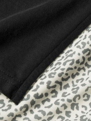 マタニティ ワンピース|【セット】スリットＴシャツロングワンピ＆産後使えるレオパードマキシスカート　マタニティ・授乳服【出産後も長く使える】