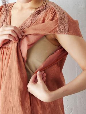 マタニティ ワンピース|楊柳レースワンピース マタニティ・授乳服【出産後も長く使える】