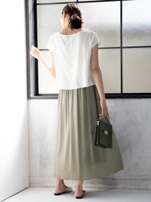 マタニティ ワンピース|レイヤードロングワンピース　マタニティ・授乳服【出産後も長く使える】