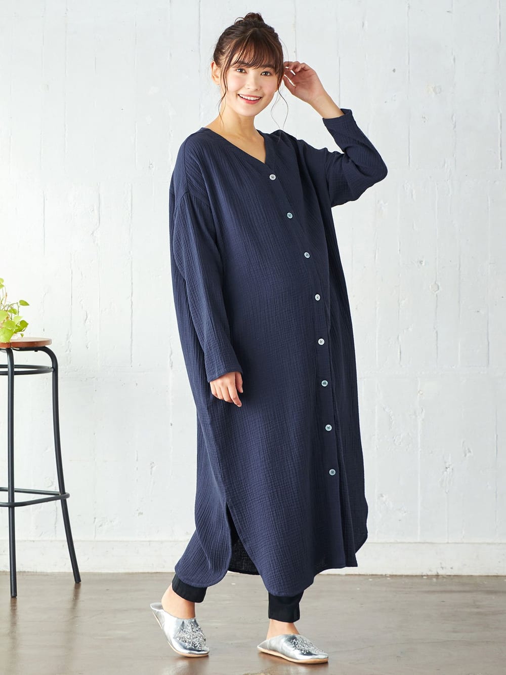 授乳しやすい Wガーゼvネック前開きワンピース 産後も使えるレギンスセットパジャマ マタニティウェア 授乳服通販 エンジェリーベ 公式 授乳しやすい Wガーゼvネック前開きワンピース 産後も使えるレギンスセットパジャマ マタニティウェア 授乳服通販 エンジェリーベ 公式
