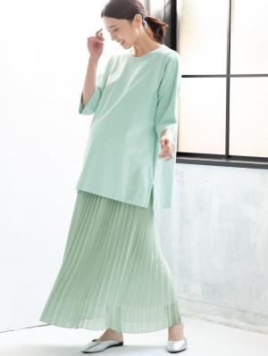 マタニティ スカート|【産前産後】ライトシフォンプリーツスカート【出産後も長く使える】|ミント